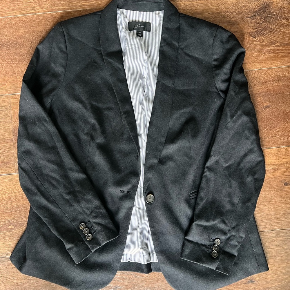 J. Crew Black Blazer with Blue Striped Lining